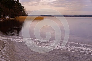 View of frozen lake