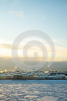 View of frozen Neva River.