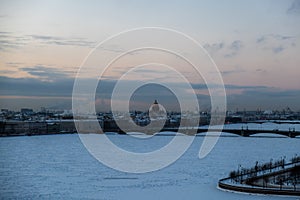 View of frozen Neva River.