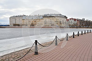 View of Frozen Neva River and Petrograd side.