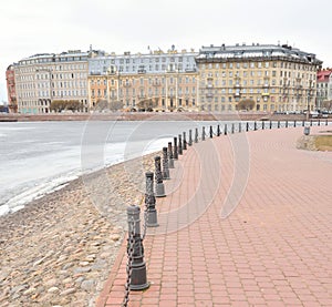 View of Frozen Neva River and Petrograd side.