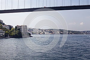 View of FSM bridge, Bosphorus and buildings