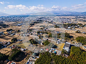 view of Fuji mountain in the background ,Japan.