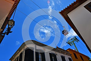 View of Funchal Cable Car from  old town street level