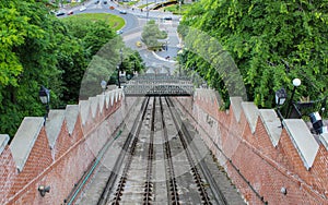 A view on Funicolar from the Castle hill in Budapest