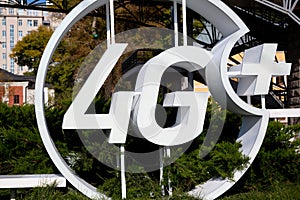 View of 4G LTE wireless public hotspot