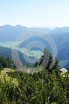 The view from Gablonzer huette to Zwiesel valley, Gosaukamm mountain ridge, Germany