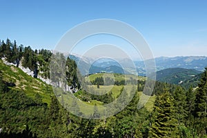 The view from Gablonzer huette to Zwiesel valley, Gosaukamm mountain ridge, Germany