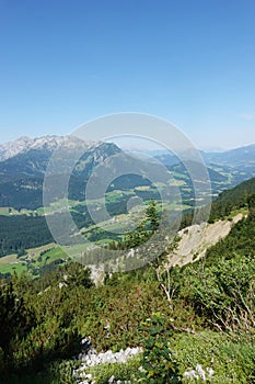 The view from Gablonzer huette to Zwiesel valley, Gosaukamm mountain ridge, Germany