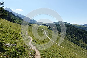 The view from Gablonzer huette to Zwiesel valley, Gosaukamm mountain ridge, Germany