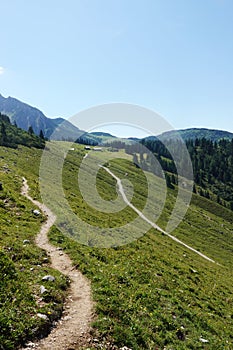 The view from Gablonzer huette to Zwiesel valley, Gosaukamm mountain ridge, Germany