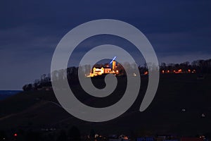 View from Gaffenberg in Heilbronn in the evening to the Wartberg