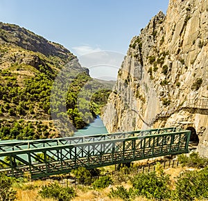 A view of the Gaitanejo river across the railway as it exits the gorge near Ardales, Spain