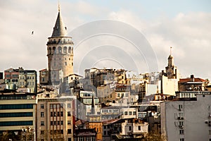 View of the Galata Tower from the Golden Horn photo