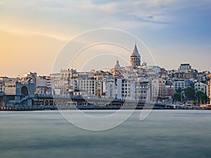 View of Galata Tower in Karaköy across the Golden Horn, Istanbul, Turkey