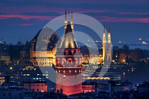 Galata Tower and SÃÂ¼leymaniye Mosque photo