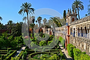 A view of Galeria de Grutescos in Alcazar of Seville, Spain