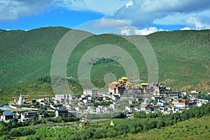 View of the Ganden Sumtseling Temple, Zhongdian, China photo