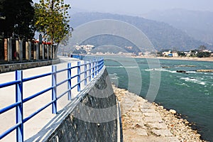 View of Ganga and Rishikesh, holy Indian place