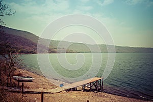 View of Gangplank on a lagoon photo