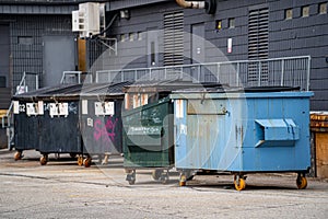 View of Garbage Dumpsters in an Urban Setting