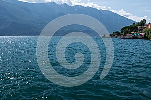 View of Garda Lake, from Limone sul Garda, Brescia, Italy