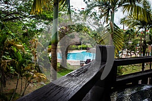 View of garden and swimming pool to relax and unwind on hot summer days