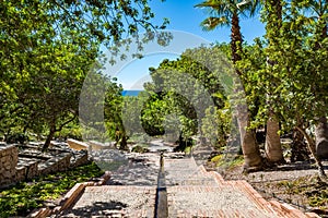 View of gardens in the Almeria (AlmerÃ­a) castle (Alcazaba of Almeria)