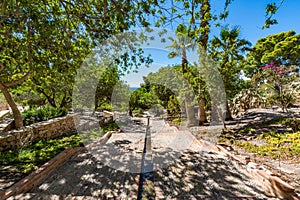 View of gardens in the Almeria (AlmerÃ­a) castle (Alcazaba of Almeria)