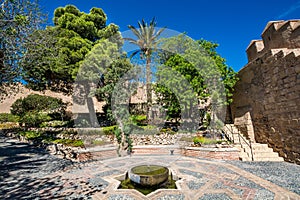 View of gardens in the Almeria (AlmerÃ­a) castle (Alcazaba of Almeria)