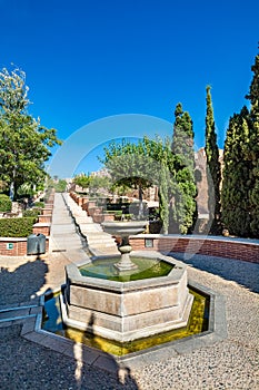 View of gardens in the Almeria (AlmerÃÂ­a) castle (Alcazaba of Almeria)