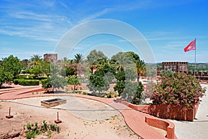 Medieval castle and courtyard gardens, Silves, Portugal.