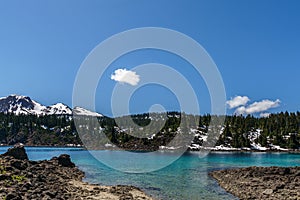 view at Garibaldi lake beautiful sunny morning with clouds on bluew sky photo