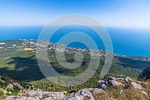 View of Gaspra and Koreiz resort villages from a height, Crimea