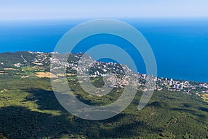 View of Gaspra and Koreiz resort villages from a height, Crimea