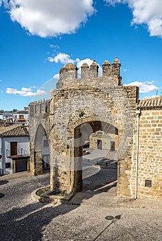 View at the gate De Jaen and Arch De Villalar in Baeza, Spain photo