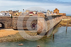 View of gate of the defending walls of Portuguese build fortified port city Mazagan, currently El Jadida