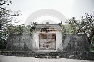 View of the gate of Shurijo Castle in Okinawa, Japan