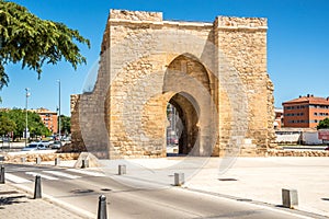 View at the Gate of Toledo in the streets of Ciudad Real in Spain