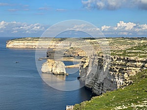 The view Gebel Ben Gorg rock around Dwejra Bay on the Gozo Island