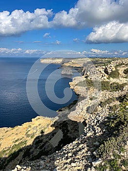 The view Gebel Ben Gorg rock around Dwejra Bay on the Gozo Island