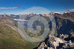 View into Geiranger fjord from Dalsnibba