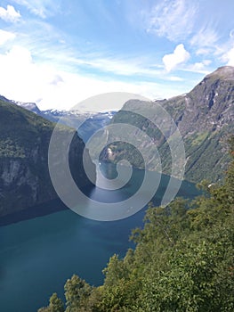 A view of the Geiranger fjord in Norway