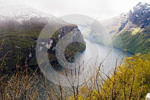 View on Geiranger Fjord in Norway. Landscape, nature, travel and tourism