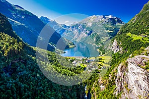 View of Geirangerfjord in Norway, Europe photo