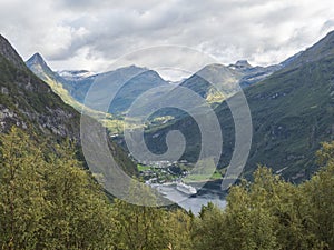 View on Geirangerfjord in Sunnmore region, Norway, one of the most beautiful fjords in the world, included on the UNESCO