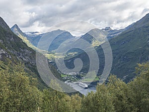 View on Geirangerfjord in Sunnmore region, Norway, one of the most beautiful fjords in the world, included on the UNESCO