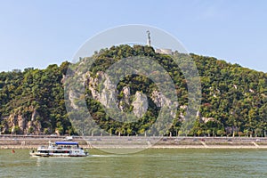 View of Gellert Hill Hill and the Liberty Statue in Budapest. Hungary