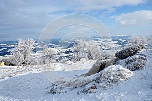 View from Gemba mountain during winter sunny day trip,Ukraine photo
