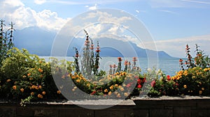 View Of Genave Lake And Flower Garden